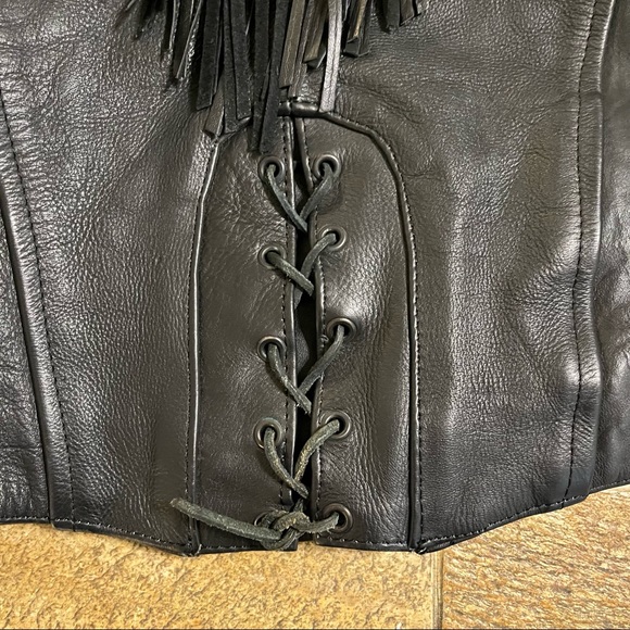 SHAF Leather Collections Black Fringe Purple Roses Jacket Iron Horse 96 Size XXL - Picture 15 of 16